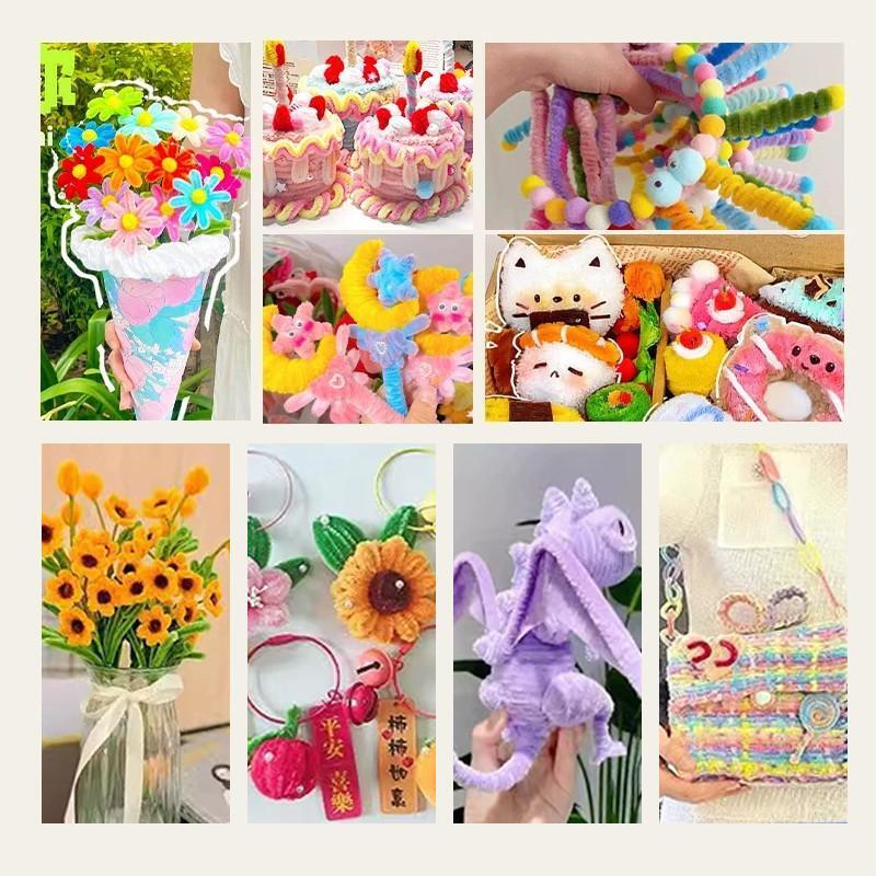 ลวดกำมะหยี่ DIY 100Pcs พร้อมส่งจากไทย ลวดกํามะหยี่ขนฟู เส้นขนฟู ลวดกำมะหยี่หนาพิเศษ คละสี สีพาสเทล สีสันสดใส - รูปที่ 4