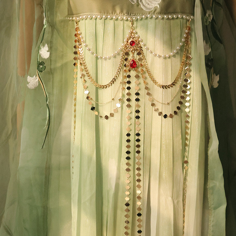 อุปกรณ์ประดับ Hanfu โซ่จี้เอวแบบคล้องคอสไตล์จีนโบราณ cd25.11.19T
