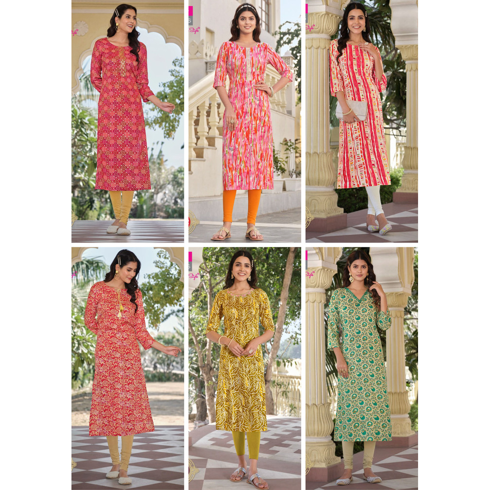 [Size M & 5XL] Rayon Kurti with Plus Size - ท็อปเท่านั้น