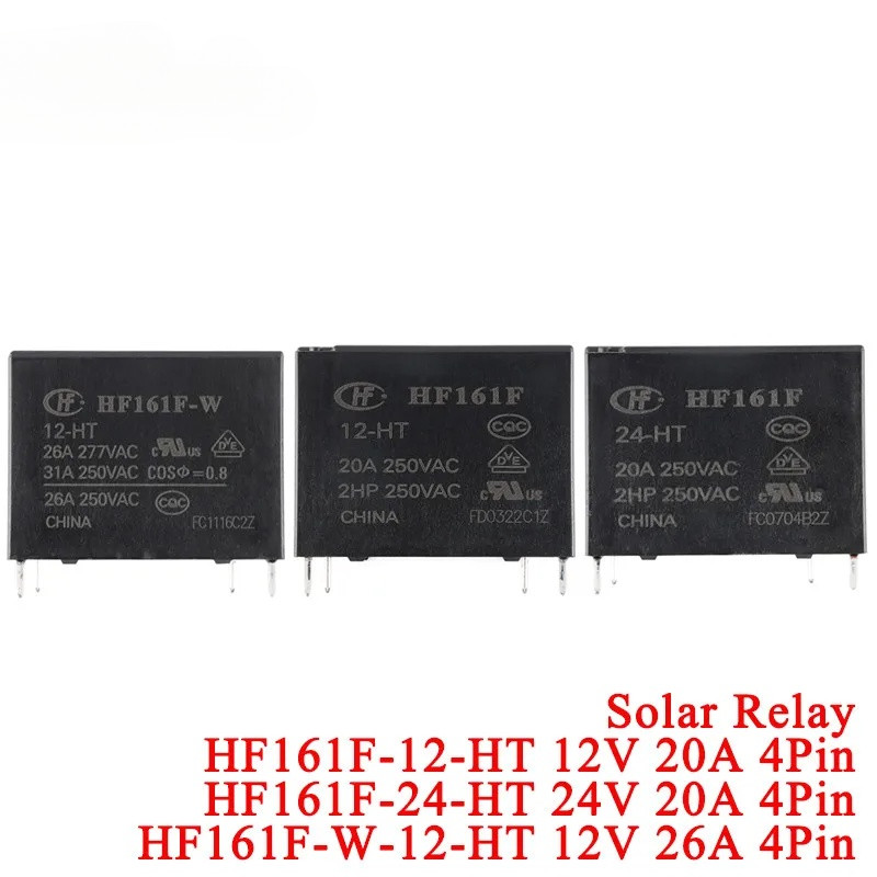 10 ชิ้น/1 ชิ้น HF161F HF161F-W 12-HT 24-HT Power Solar Relay 12VDC 24VDC DC 12V 20A 26A 4Pin Relais 