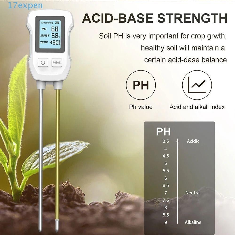 ExpEn 3 In 1 Soil Test Meter LCD Display PH Moisture Temperature Portable Digital Display Heat Resis