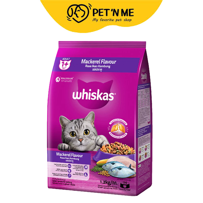 [จัดส่งจากคลัง] WHISKAS วิสกัส อาหารเม็ด รสปลาทู สำหรับแมวโต 1.2 kg [8853301140652]