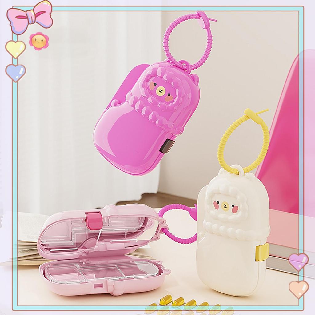 [Beautyhome] Alpaca Shape Mini Portable Medicine Pill Box Pill Dispenser Sealing Pill Box Pill Organ
