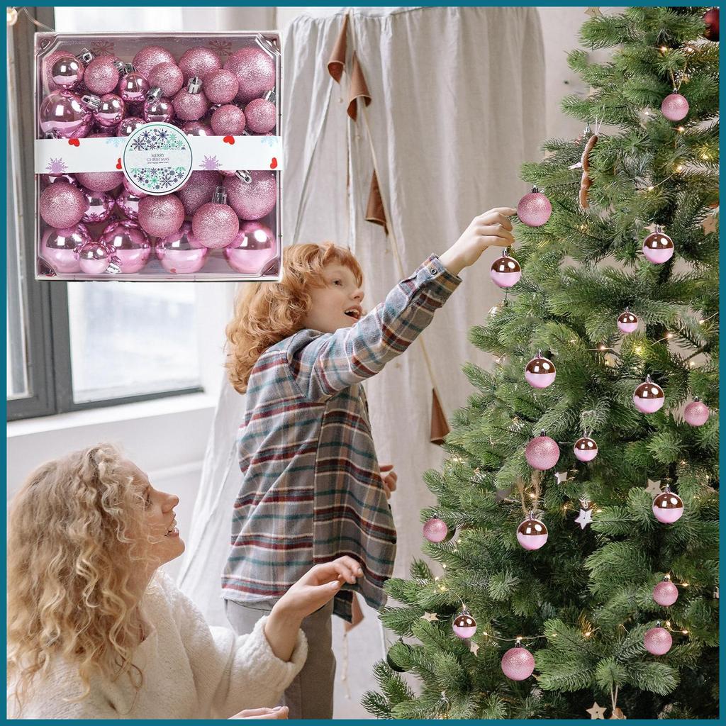 เครื่องประดับคริสต์มาสลูกบอล 44 ชิ้นในร่ม Glitter จี้ตกแต่งคริสต์มาส Ball สําหรับ Garden Banister Pa