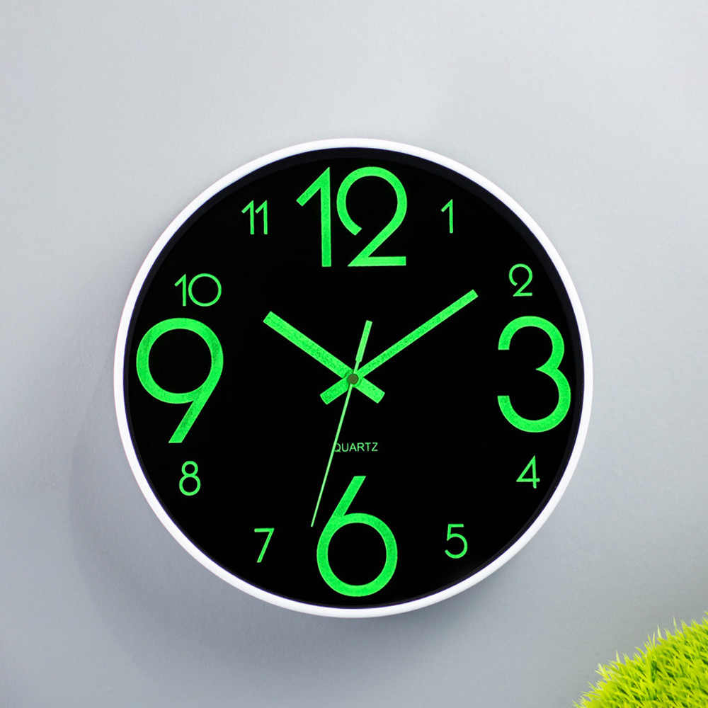 นาฬิกาเรืองแสง, แบบทรงกลม ขนาด 8, 10, 12 นิ้ว แขวนผนังแบบเงียบไร้เสียง,นาฬิกาแขวนเรืองแสง,ดีไซน์สร้างสรรค์