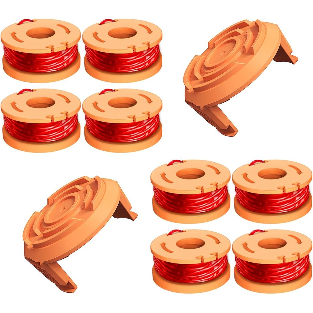 10 ชิ้น WA0010 เปลี่ยน Trimmer Spools ใช้งานร่วมกับ Worx Weede Eater, 0.065′′ เส้นผ่านศูนย์กลาง Trim