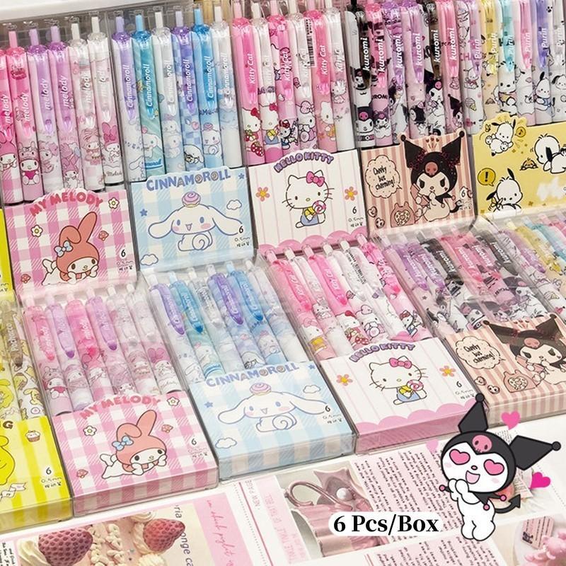 ชุดปากกาเจลการ์ตูน 0.5 มม. 6 ชิ้น หมึกดํา แห้งเร็ว ความจุใหญ่ คุณภาพสูง