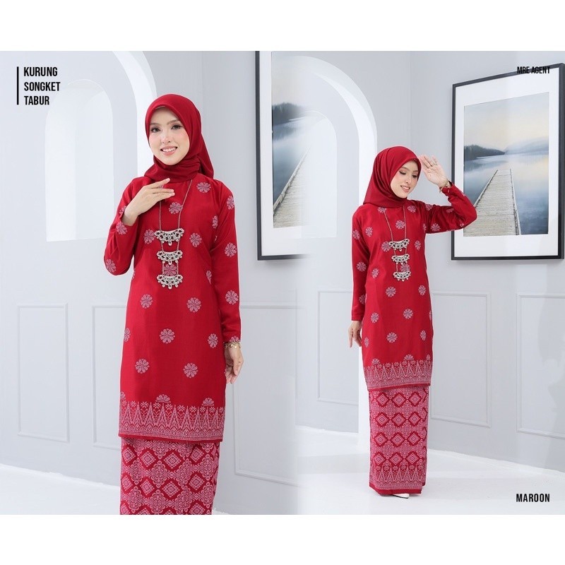 KURUNG SONGKET PLUS ขนาด SONGKET CORAK พิมพ์ BAJU KURUNG SIMPLE