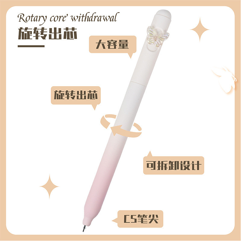 เขียนต่อ Butterfly-Gel Pen-Twist. สีไล่เฉดสี. แห้งไว เรียบ-ดํา.-0.5มม ราคา ถูกที่สุด ดีลบีเคเค แกลเลอรีภาพที่ 4