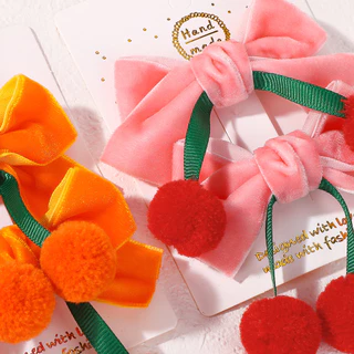 2ชิ้นสาวน่ารักกํามะหยี่สีแดงโบว์ลูกผมกิ๊บคริสต์มาสปีใหม่น่ารักคู่หางม้าคลิปอุปกรณ์ผมที่ทําด้วยมือ