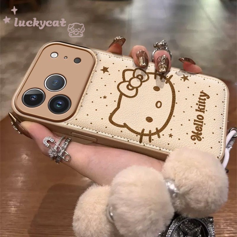 เข้ากันได้กับ iPhone 17 16 15 14 13 12 11 Pro Max X Xr Xs Max 7 8 Plus SE2020 เคสโทรศัพท์การ์ตูนน่ารักสีน้ําตาลStar KT Catหนังนุ่มฝาครอบโทรศัพท์
