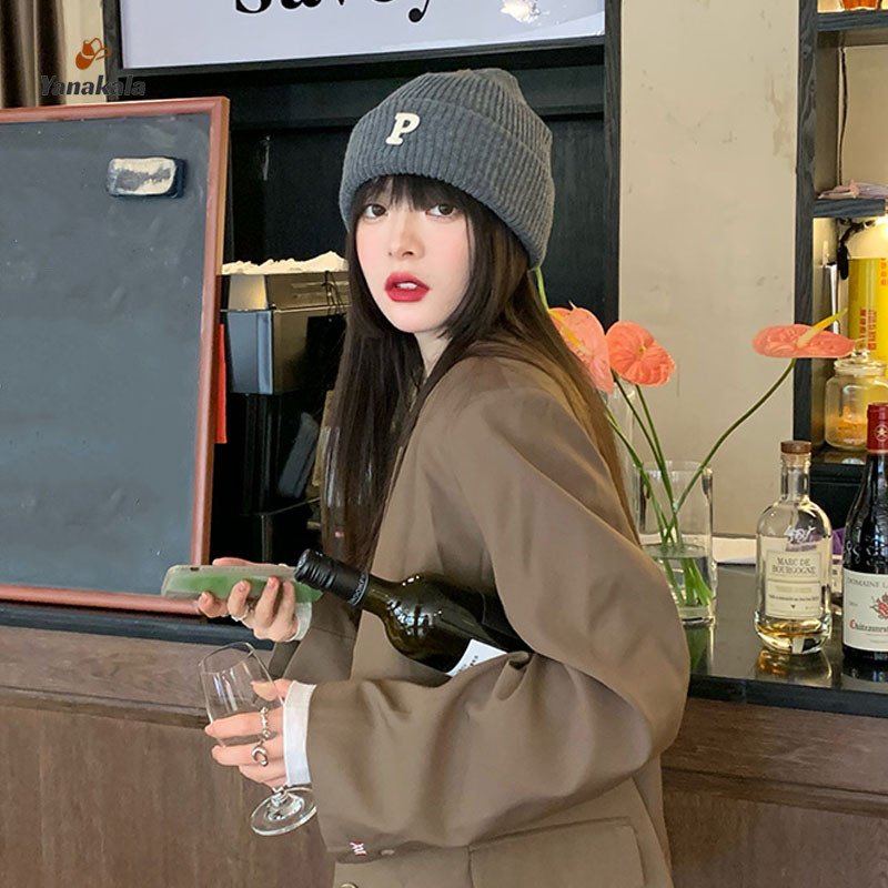 COD🚚เวอร์ชั่นเกาหลี ตัวอักษร P หมวกไหมพรม แฟชั่น อบอุ่น หมวกถัก หมวกกันหนาว สไตล์หวานเย็น-Yanakala - รูปที่ 3