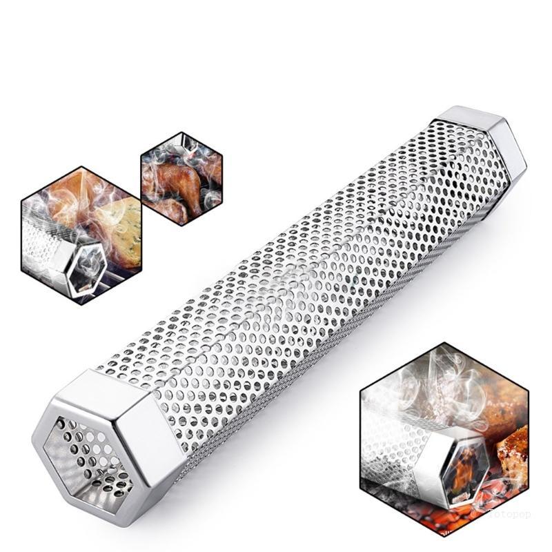 Top Multifuntional Smoker Tube 304Stainless Steel Texture อุปกรณ์บาร์บีคิวกลางแจ้งเหมาะสําหรับ Campfires และ Cookouts