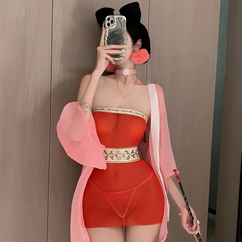 Domira ชุดนอนเซ็กซี่สำหรับผู้หญิง ออกแบบลายFox Demon Taji กางเกงบราและกระโปรงสะโพก