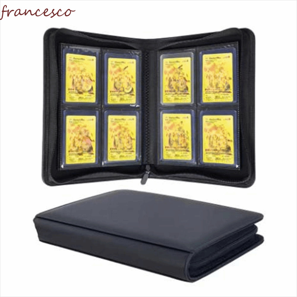 FRANCESCO Toploader Binder, PU 4 Pocket Toploader อัลบั้ม,การ์ดกันฝุ่นกระเป๋าสองด้าน 112 Toploader ก