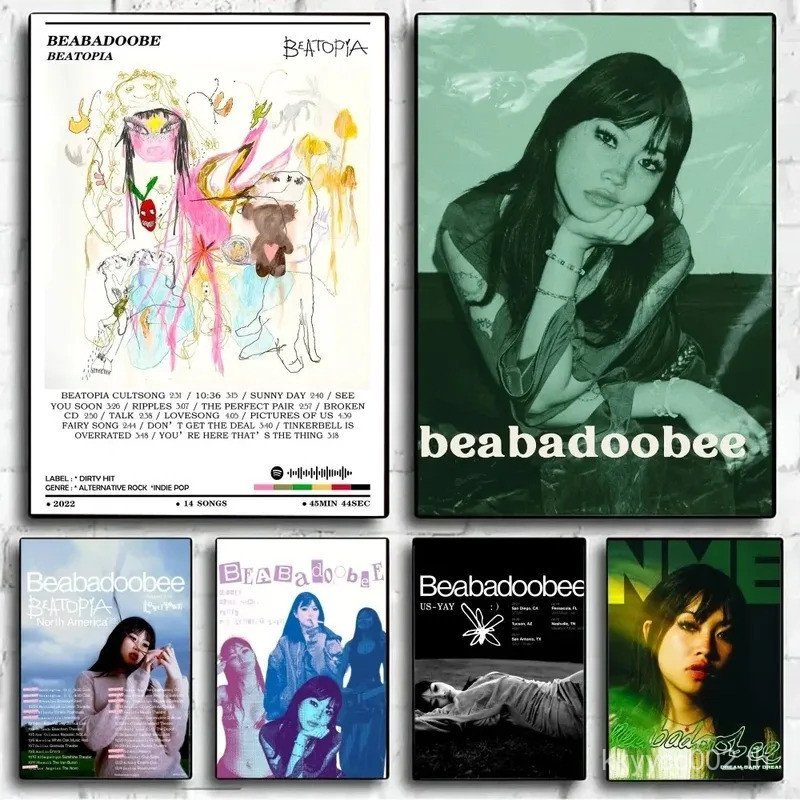 นักร้อง Beabadoobee Fake It Flowers เพลงอัลบั้มโปสเตอร์ไม่มีกรอบ Kraft Club Bar Vintage Wall Art ภาพ