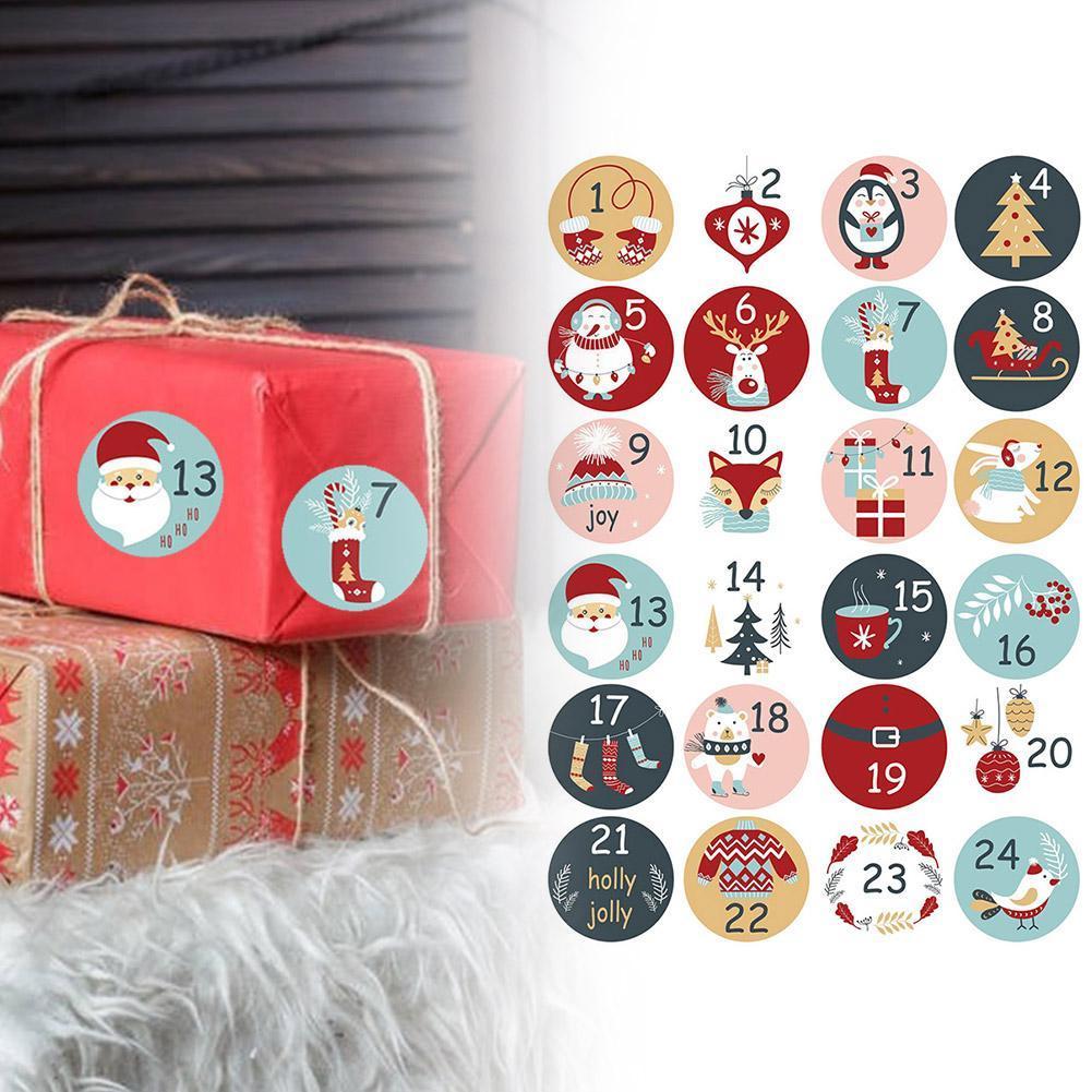 สติ๊กเกอร์ของขวัญคริสต์มาส Christmas Advent Multifunctional Diy Number Stickers E5m4