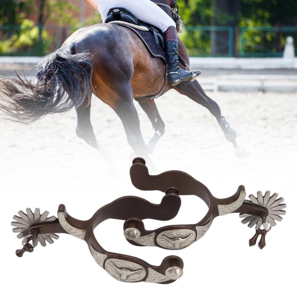 Horse Spurs Retro Style Western Cowboy 2 PCS พร้อม Cow Icon สำหรับ Equestrian