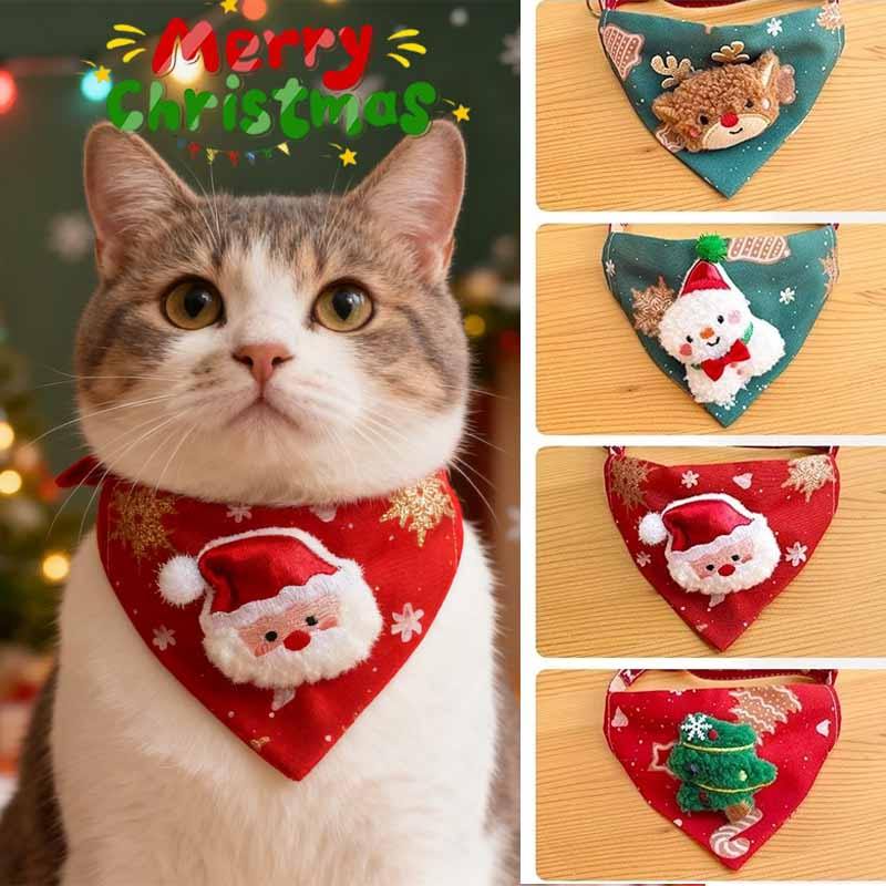 พร้อมส่ง าพันคอตุ๊กตาแมวคริสต์มาส ผ้าพันคอสามเหลี่ยมวันคริสต์มาส ลายกวางเรนเดียร์ เครื่องประดับวันคริสต์มาส