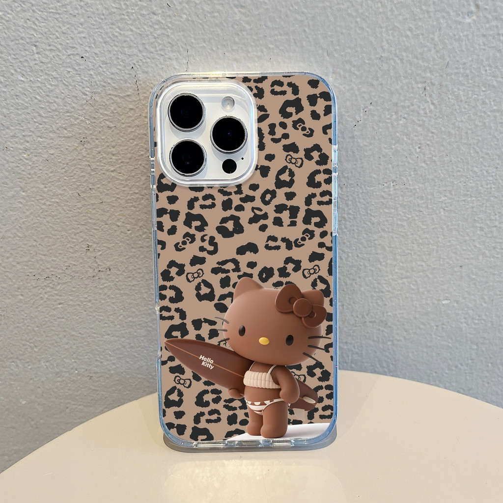Apple Leopard พิมพ์ kt Cat ใหม่คริสตัลน้ําแข็งโปร่งใสกรณี Body เหมาะสําหรับ iPhone16ProMax/16pro/16/