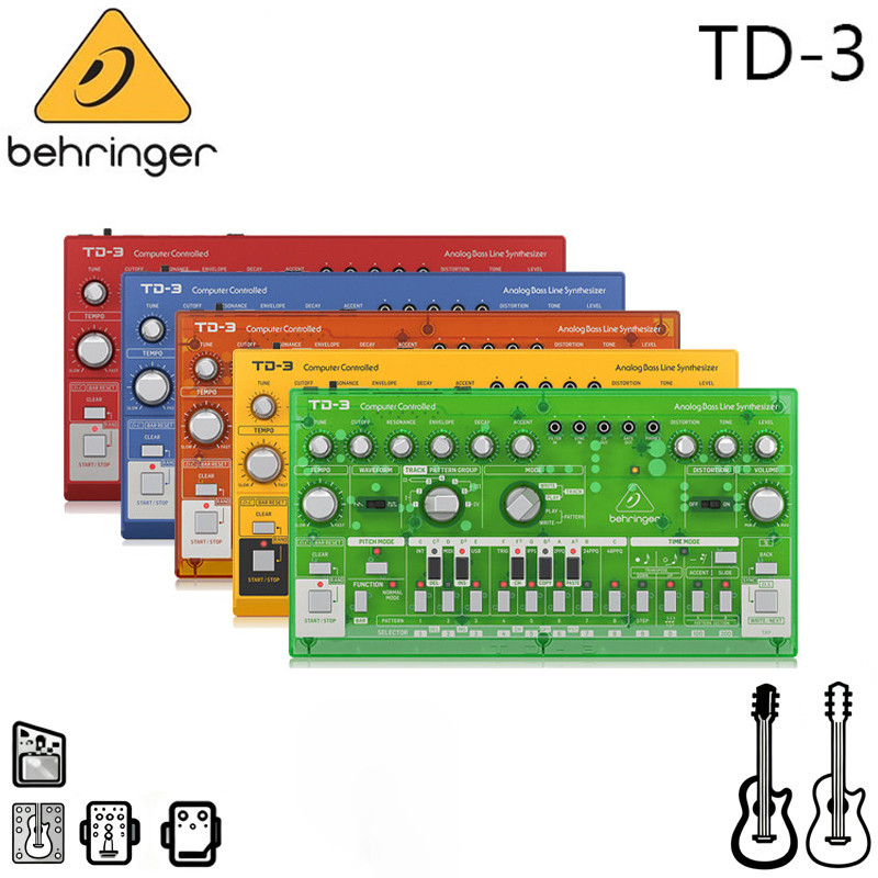 Behringer TD-3 Analog Bass Line Synthesizer พร้อม VCO, VCF, 16-Step Sequencer, เอฟเฟกต์การบิดเบี้ยวแ