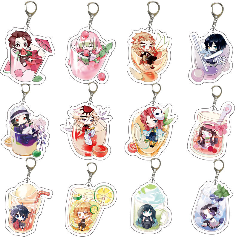 Demon Slayer อะนิเมะรุ่น Q อะคริลิคพวงกุญแจสองด้าน