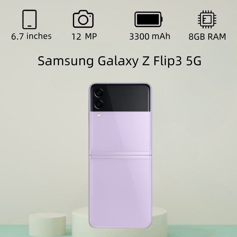 Samsung Galaxy Z Flip3 5G ใหม่ 95% Android 8GB 128GB/256GB สมาร์ทโฟนหน้าจอพับได้