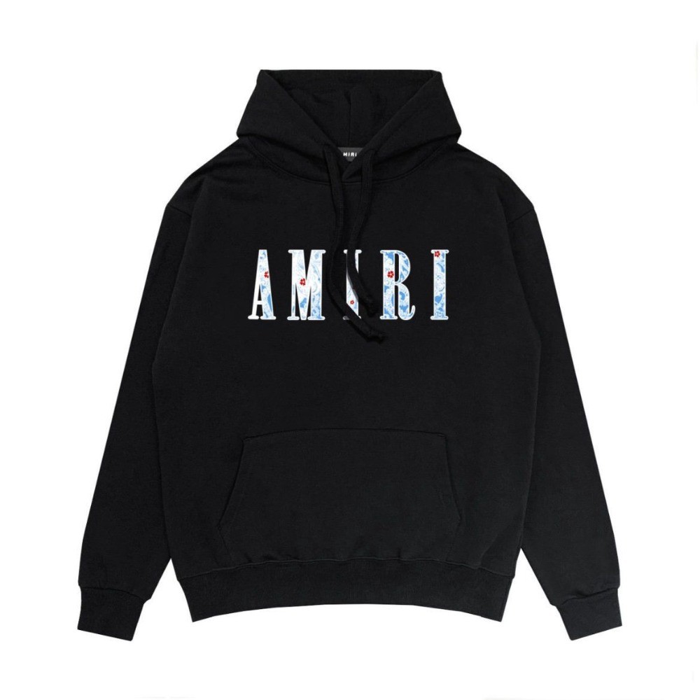 AMIRI สินค้าใหม่ พร้อมโลโก้พิมพ์ เสื้อฮู้ดแขนยาวสำหรับผู้ชาย ทรงคลาย
