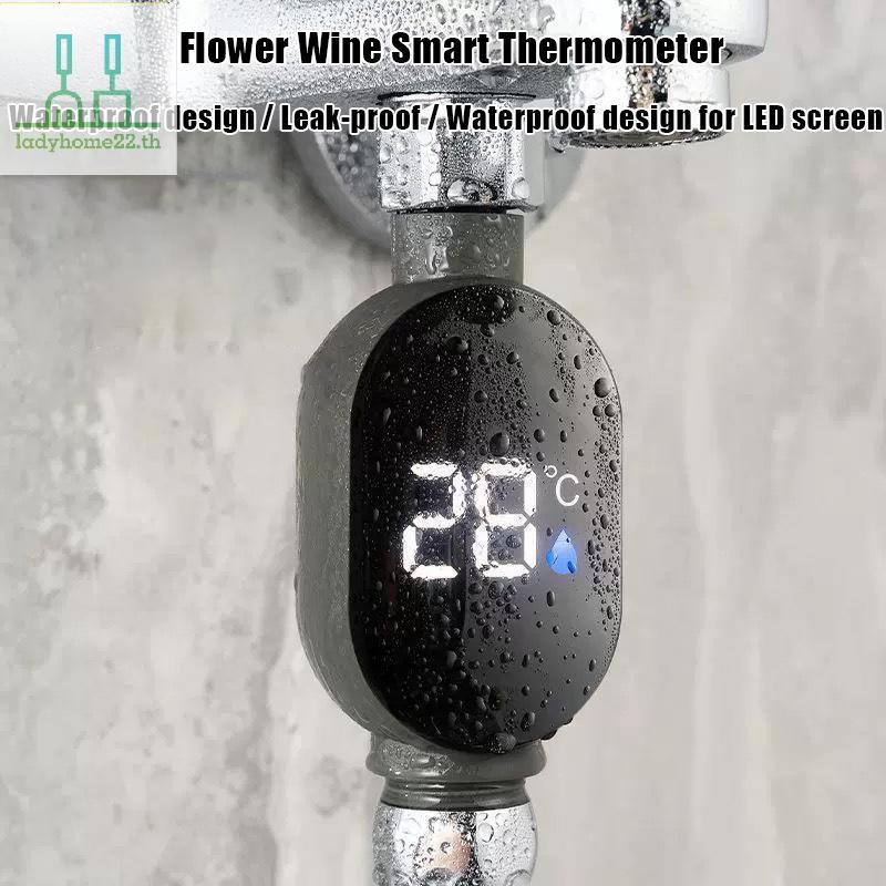 DOULADY หัวฝักบัวเครื่องวัดอุณหภูมิอุปกรณ์อาบน้ําจอแสดงผล Home Water Temperature Gauge TH