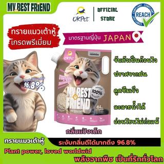OK Pet-ทรายแมวเต้าหู้เกรดพรีเมี่ยม 6 ลิตร  ผลิตจากกากถั่วเหลืองธรรมชาติ 100% OK-TF