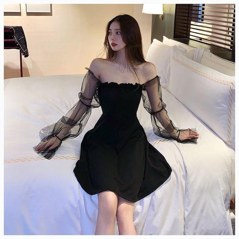 iPinkพร้อมส่งจากกทม.ชุดเดรสดำ รัดรูป เหนือเซ่า ปาดไหล่แขนยาวสายเดี่ยว เซ็กซี่ หุ่นดี ใส่แล้วดูผอม คนอ้วนใส่ได้ สำหรับผู้ - รูปที่ 4