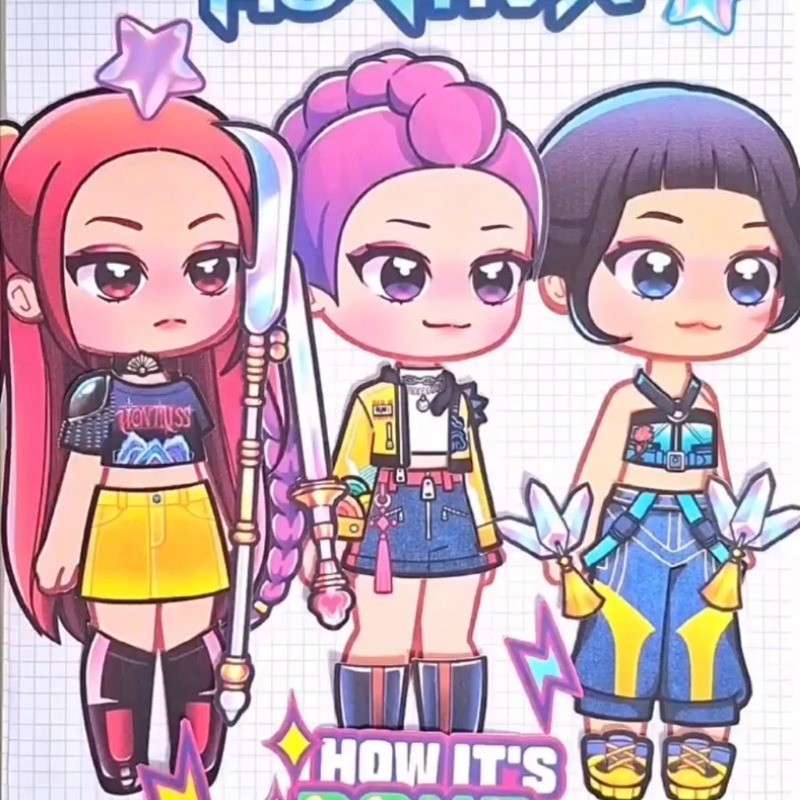 12 ชิ้น/เซ็ต KPop Demon Hunters สติกเกอร์เปลี่ยน Creative Handmade DIY ปริศนาของเล่น สำหรับของขวัญเด็ก น่ารัก - รูปที่ 3