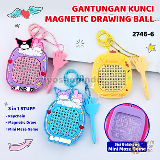 TAIYO Gantungan Kunci Magnetic Drawing Ball Karakter Ganci Labirin Mini Maze Game Keychain Aksesoris