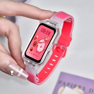 สายซิลิโคนสําหรับ Huawei Band 11/11pro/10/9/8/7/6/6pro แฟชั่นสําหรับ Honor band 10 9 7 6 โปร่งแสง Two-tone สร้อยข้อมือสายรัดข้อมือ