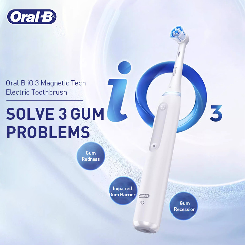 Oral-B IO3 แปรงสีฟันไฟฟ้าดูแลเหงือกมืออาชีพ 3 โหมดแปรงฟันแบบชาร์จไฟได้สําหรับผู้ใหญ่