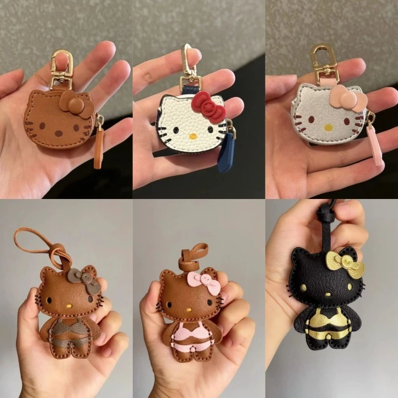 จี้กระเป๋าการ์ตูนคิตตี้ พร้อมตุ๊กตาและพวงกุญแจหนังแมว