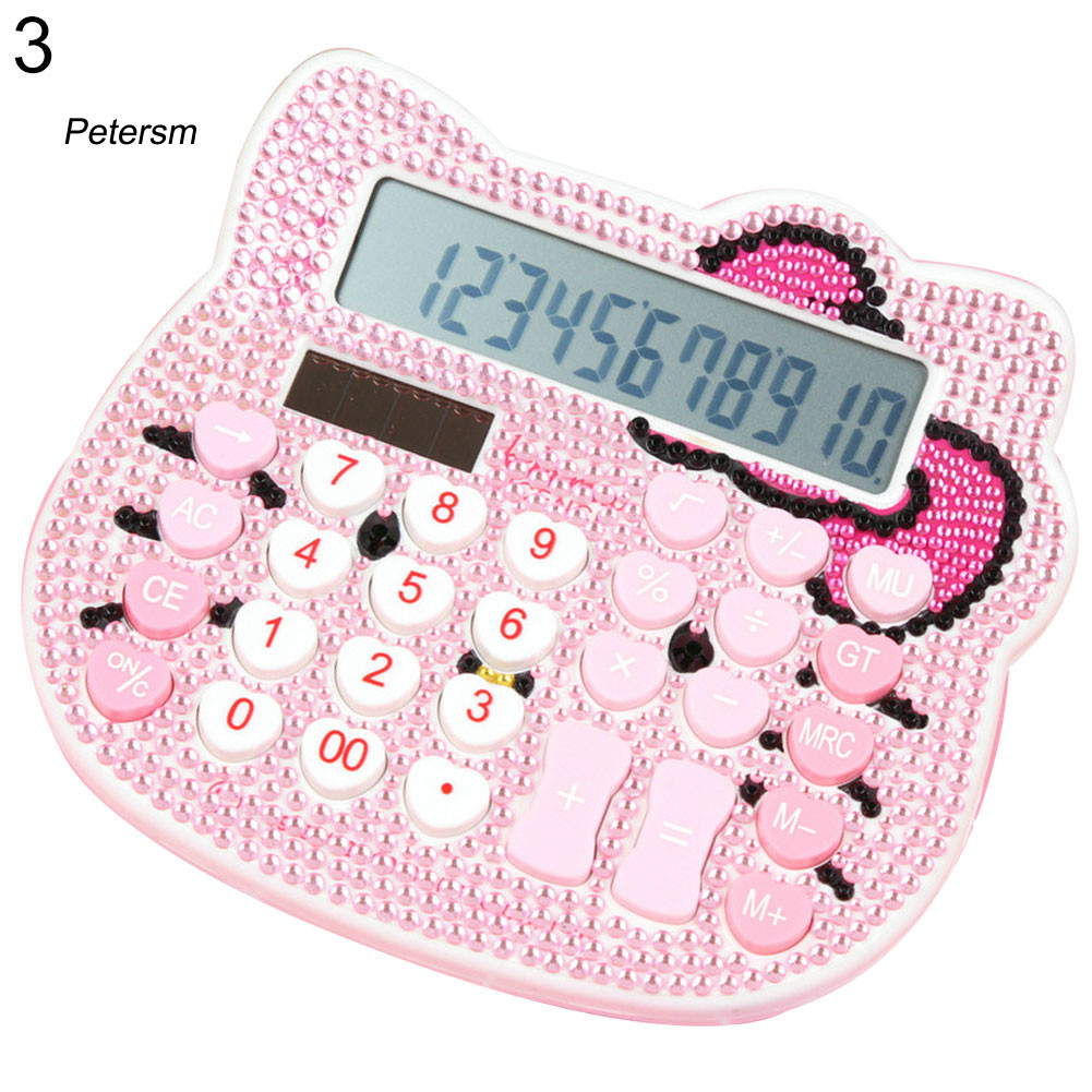 PP การ์ตูนน่ารัก Hello Kitty Rhinestone เครื่องคิดเลขพลังงานแสงอาทิตย์อุปกรณ์สํานักงานโรงเรียน - รูปที่ 7