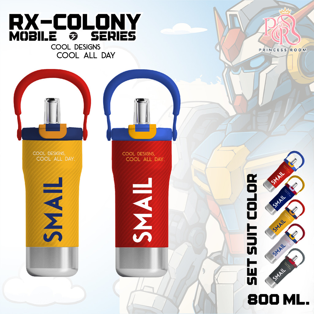 แก้วน้ำเก็บอุณหภูมิ SMAIL 800ML 316 ฝา Double Lock หลอดกรองในตัว พกพาง่าย มีหูหิ้วซิลิโคน แข็งแรง ใช้งานได้ทุกสถานที่
