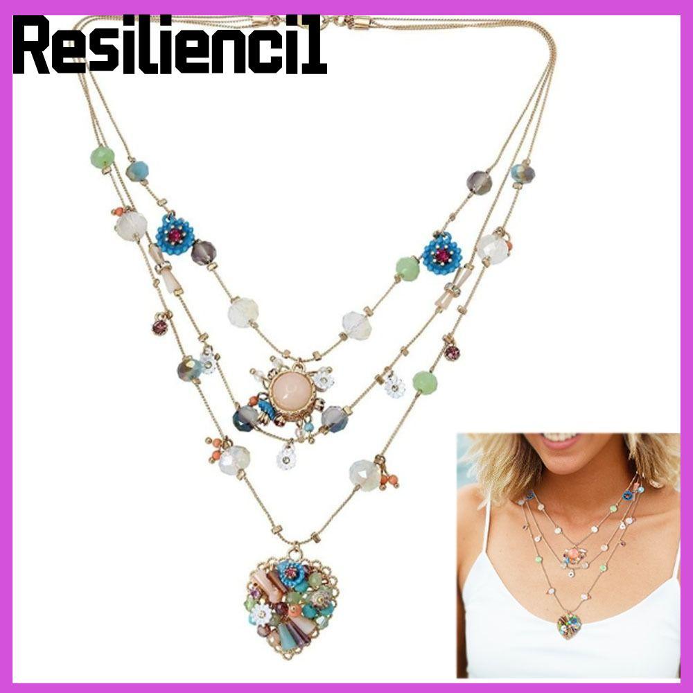 RESILIENCI1 Beaded Layered Necklace, Multilayer Jewelry Accessories Strand Necklace, Bohemian Handma