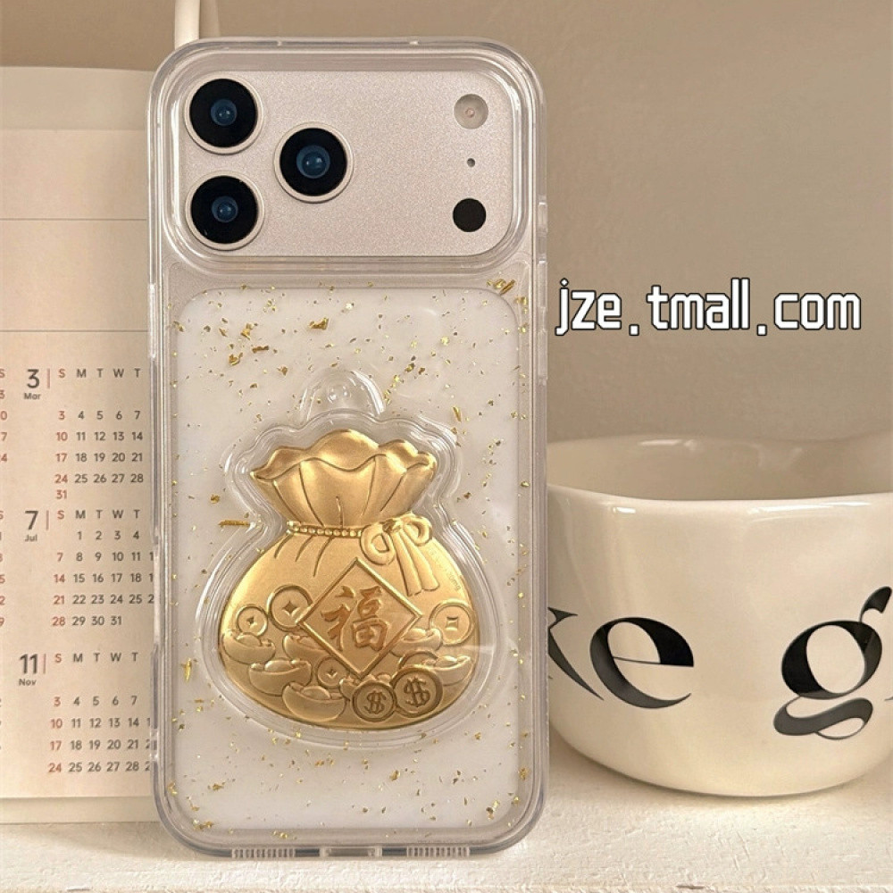 สไตล์จีนGlitter Goldฟอยล์เทพเจ้าแห่งความมั่งคั่งIPhoneสําหรับIPhone 17 Pro Max 17 Pro 17 Air 17 16 Pro Max 16 15 14 13 12 11 กันกระแทกTpuปกหลัง - รูปที่ 2