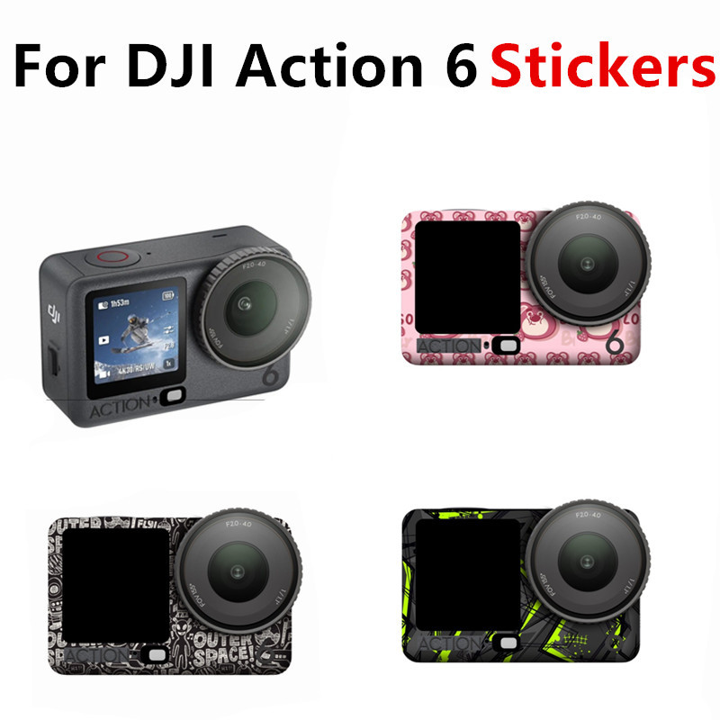 สติ๊กเกอร์กล้องสําหรับ DJI Action 6 สติ๊กเกอร์กล้องกีฬา Full Pack กรอบรูปเปลี่ยนสีสติกเกอร์อุปกรณ์เสริม