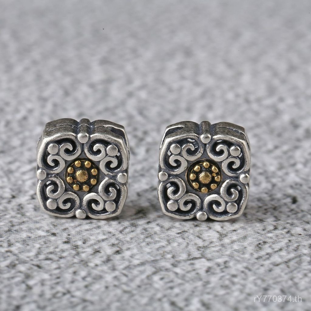 สแควร์เงินคุดทองแดงลูกปัด Ruyi ออกแบบดอกไม้และคลาวด์ เพลย์ สำหรับสร้อยคอและกำไล 0GCV