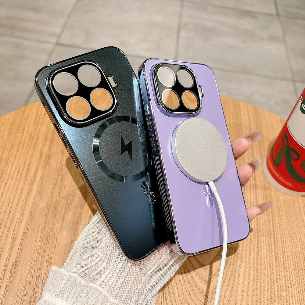 Mi 15T Mi15T Proกรณีหรูหราชุบเคสโทรศัพท์แม่เหล็กสําหรับXiaomi Mi 15T Mi15T 14T Pro 15T Proชาร์จไร้สา