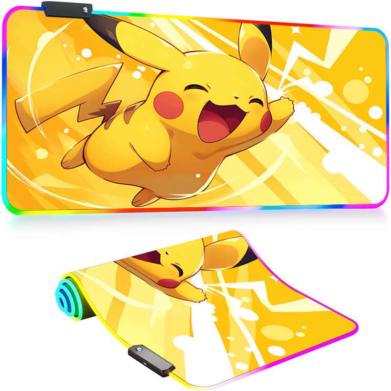 Pikachu RGB Gaming Mouse Pad การ์ตูนโต๊ะ Mat Factory Supply ขนาดใหญ่ลื่น Esports Pad COD