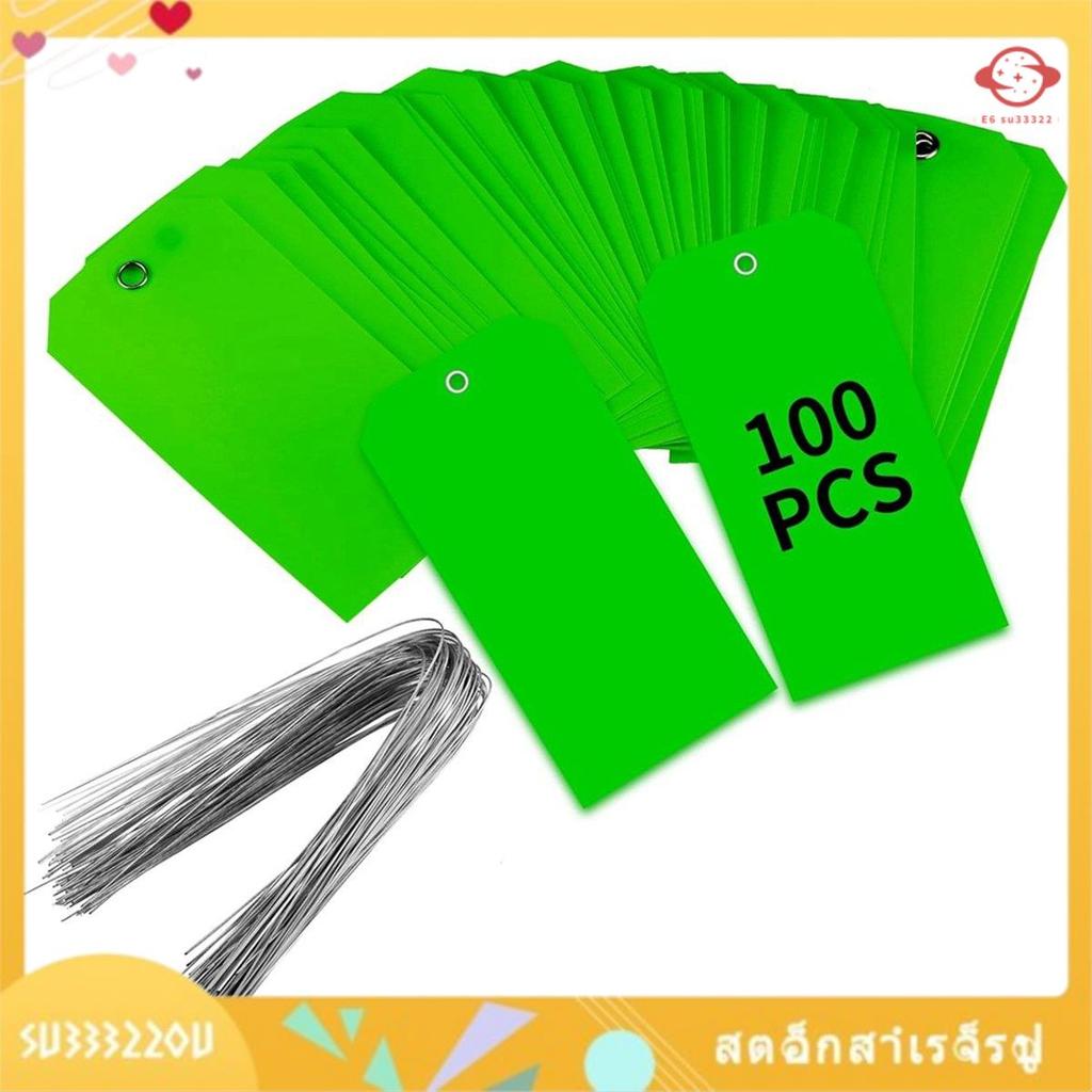 (su33322ou.th) 100 ชิ้น 4 3/4 นิ้ว X 2 3/8 นิ้วแท็กการจัดส่งพลาสติกพร้อมลวดป้ายเปล่าแท็กแขวนกันน้ํา 