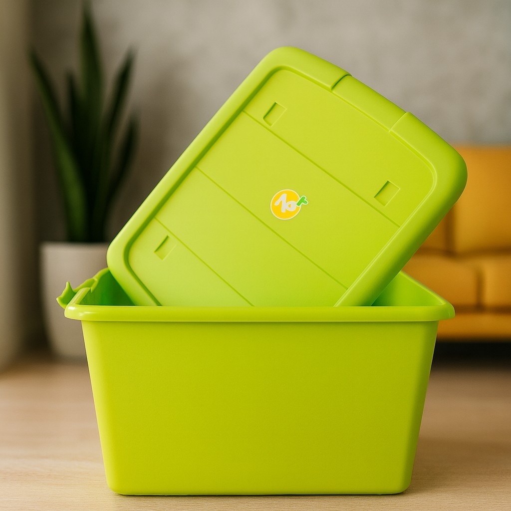 กล่องพลาสติก กล่องเก็บของ มีล้อ ขนาด 40x54x30ซม. 50ลิตร มีล้อ ฝาล็อกแน่นสนิท เขียว ฟ้า ชมพู กล่องพลา