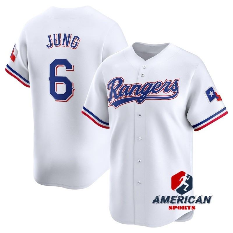 เสื้อเบสบอลทีม Texas Rangers ปี 2024 คอลเล็กชัน Gold Collection สำหรับผู้ชายJosh Jung Jersey