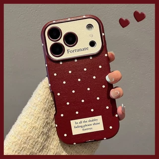 หนังไวน์แดงจุดเคสโทรศัพท์สําหรับ ไอโฟน 17 16 มือโปร สูงสุด 16 15 14 13 กันกระแทกป้องกันปลอก