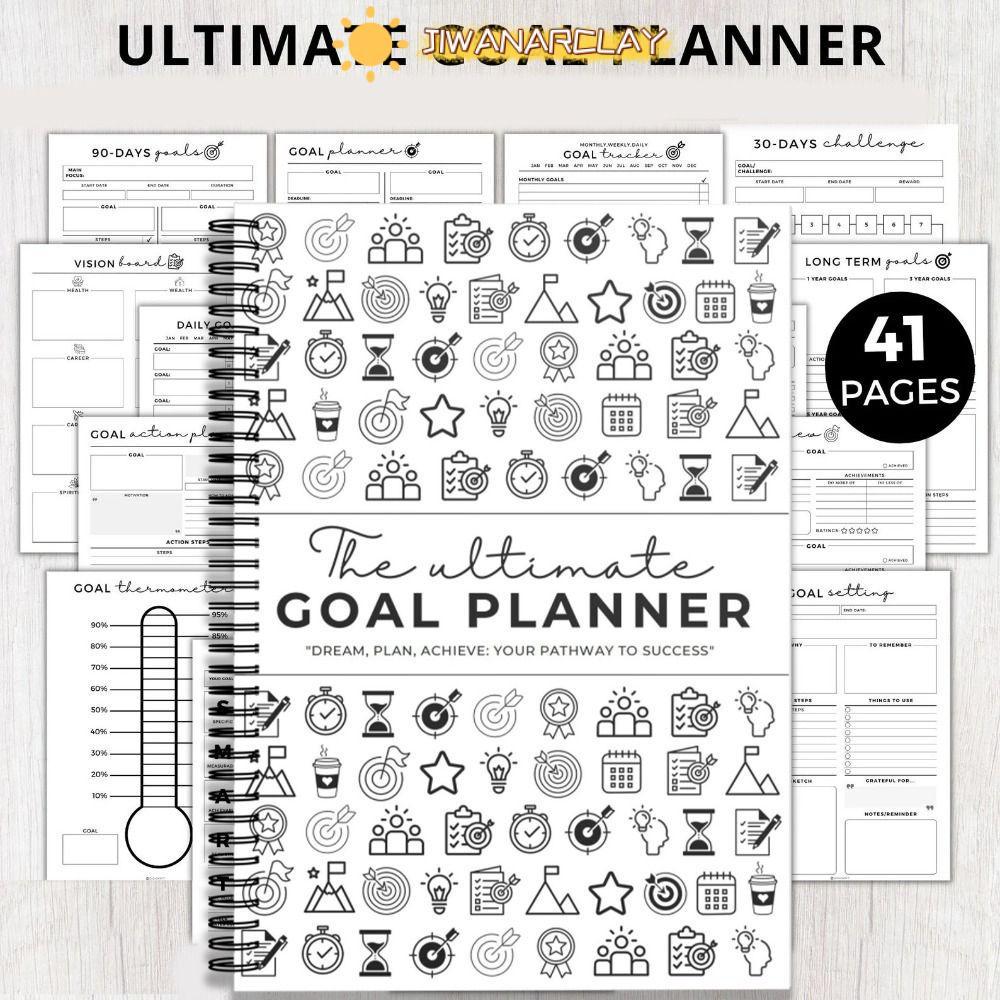 JIWANARCLAY Goal Progress Tracker, Paper Thicken Goal Planner Notebook, Creative Undated Portable Da