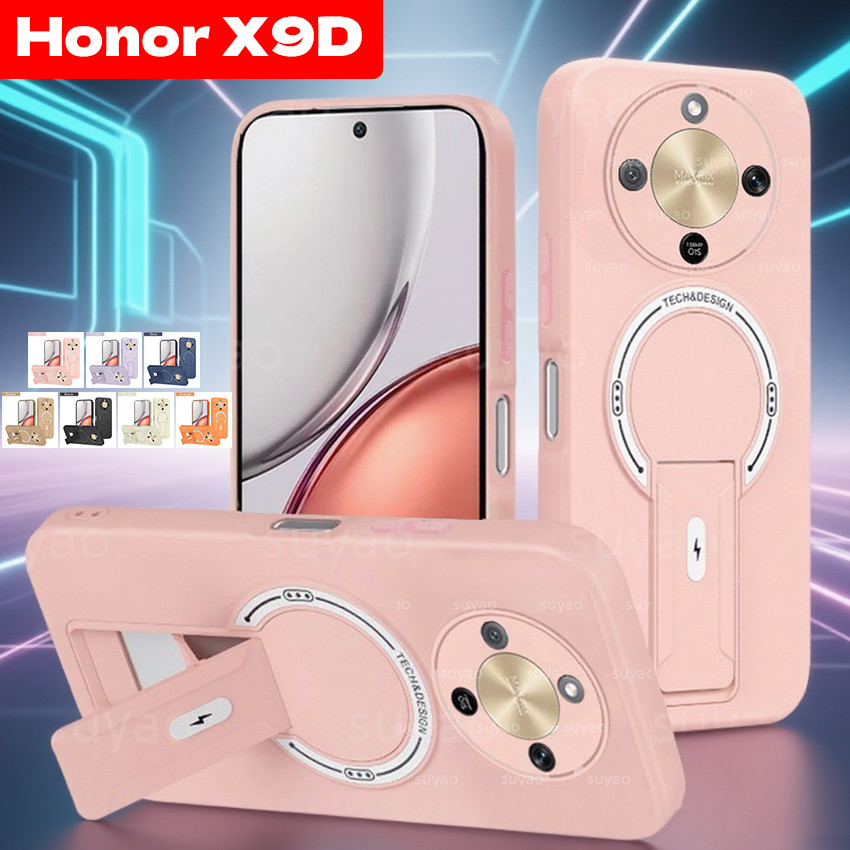 สําหรับ Honor X9D 5G 2025 สีลูกกวาดคาร์บอนไฟเบอร์ผู้ถือแม่เหล็กเคสโทรศัพท์ปลอก HonorX9D X7D 400 สมาร์ท 600 Pro Lite X9A 400Smart X9C เกราะกันกระแทกป้องกันปกหลัง